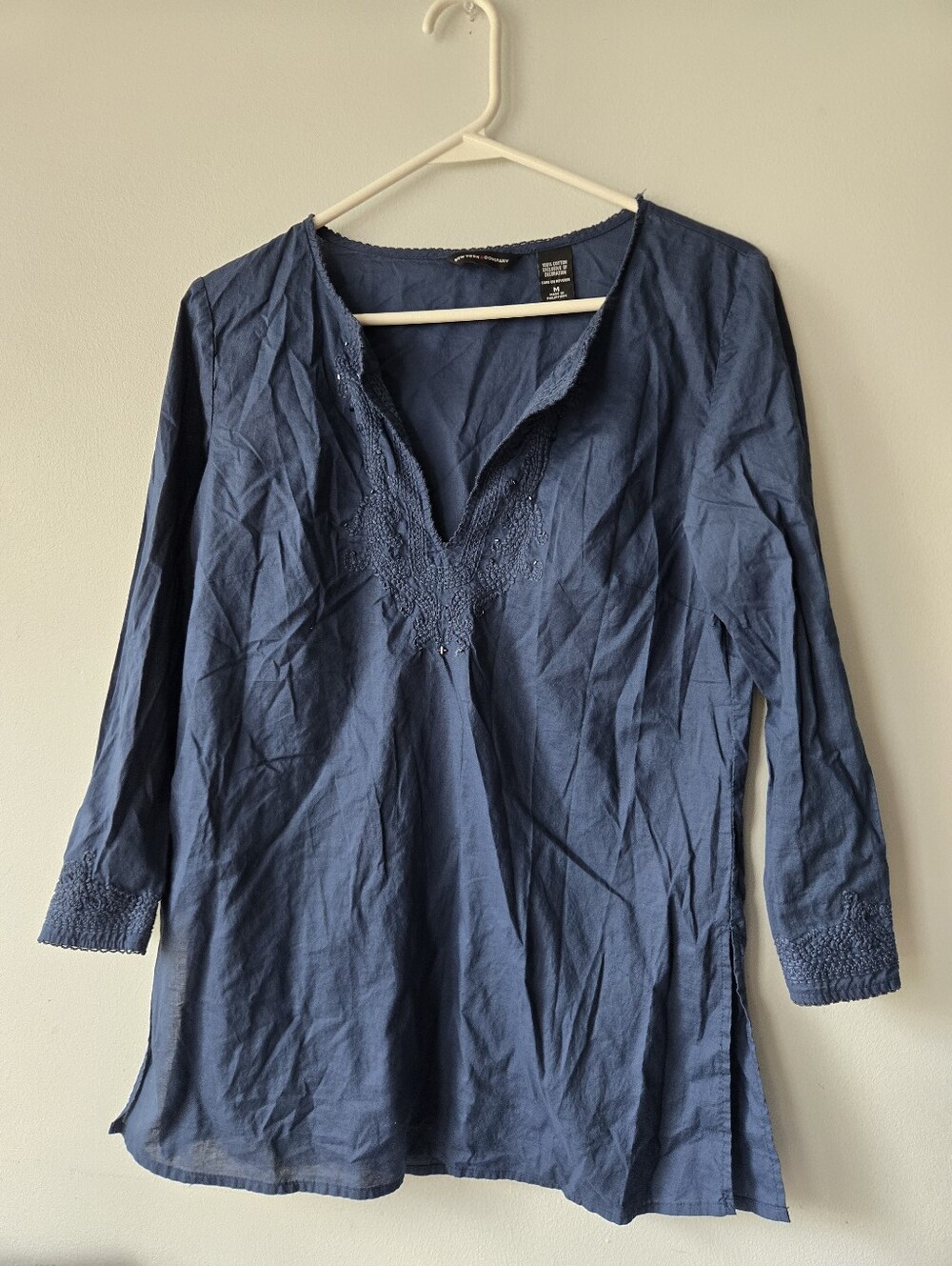 New York & Co. 100% Cotton Tunic Top Medium